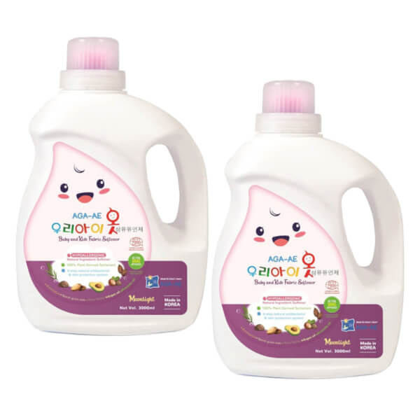Combo 2 Nước xả làm mềm vải Hàn quốc AGA - AE kháng khuẩn & bảo vệ da bé - Moonlight 3L
