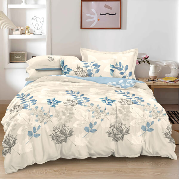 Bộ 5 món drap, áo gối và mền chần NIN Calisto B2201_NH016 (180x200+30cm, Giao màu ngẫu nhiên Xanh/ Hồng)