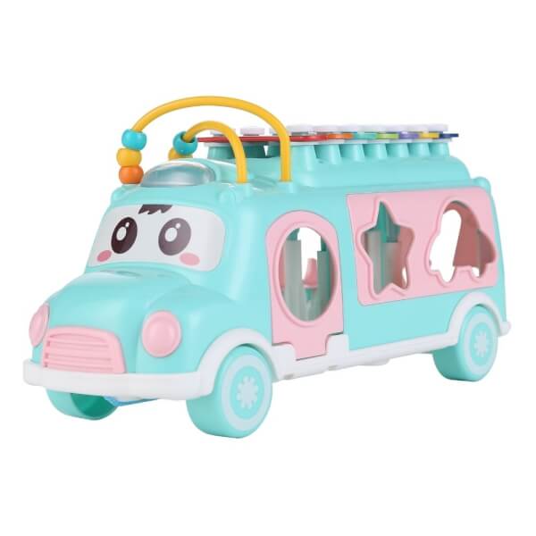 Xe bus âm nhạc nhỏ thả khối JS048981 (Xanh dương)