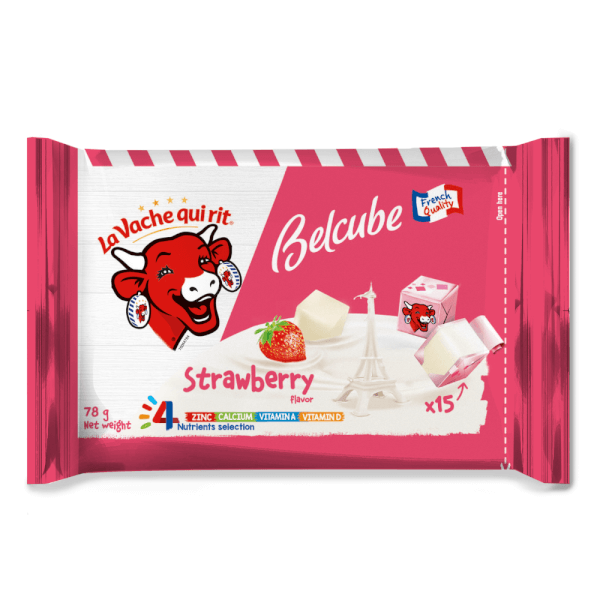 Phô mai vuông Belcube ngọt vị Dâu 78G