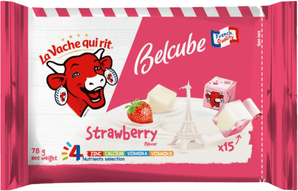 Phô mai vuông Belcube ngọt vị Dâu 78G