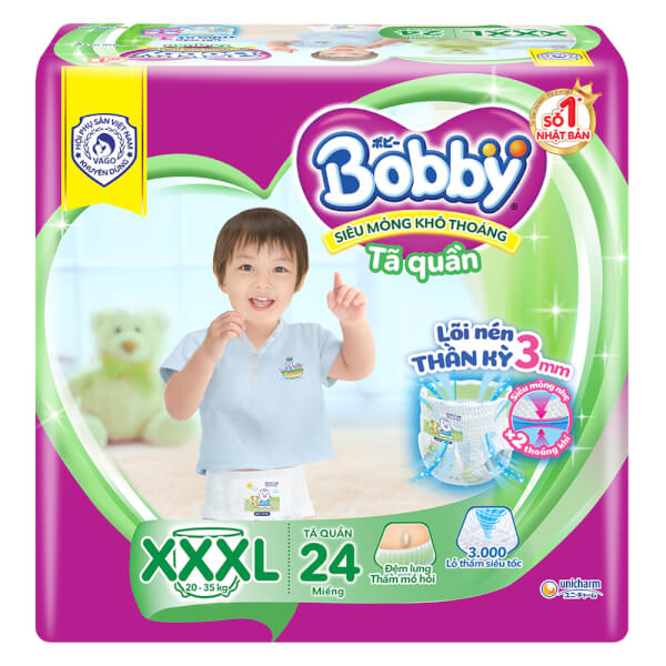 Bỉm tã quần Bobby size XXXL 22 miếng (20-35kg) (giao bao bì ngẫu nhiên)