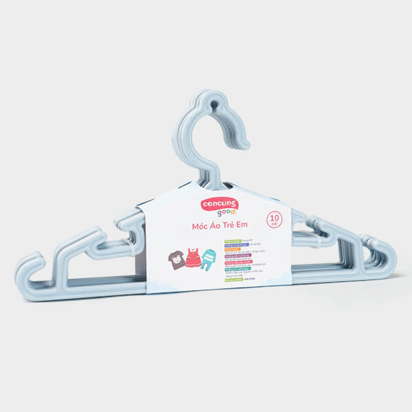 Móc áo mỏng trẻ em ConCung Good 185 - Màu xanh (10 cái/lốc)