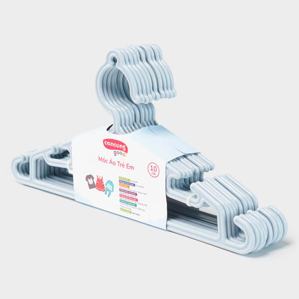 Móc áo mỏng trẻ em ConCung Good 185 - Màu xanh (10 cái/lốc)