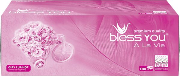 Khăn giấy 2 lớp Bless You Alavie hộp 180 tờ