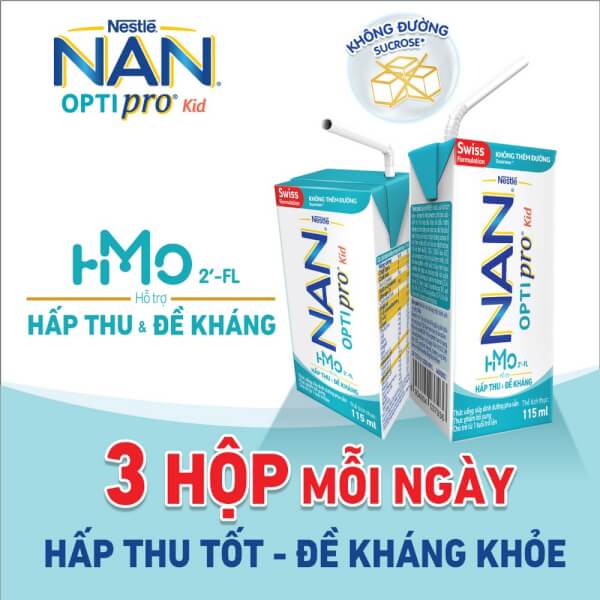 Thùng sữa dinh dưỡng pha sẵn Nestlé NAN OPTIPRO Kid 115ml (Mua 8 tặng 1)