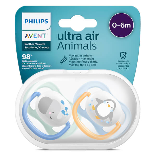 Vỉ đôi Ty ngậm Philips Avent hình thú (bé 0-6 tháng)