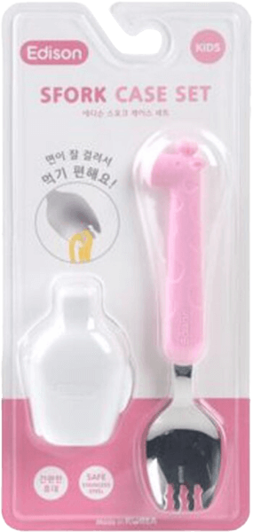 Nĩa inox tập ăn cho bé Edison (hồng)