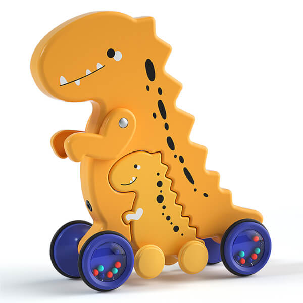 Xe kéo thú nhún vui vẻ khủng long mẹ kèm con JS047327 (Vàng)