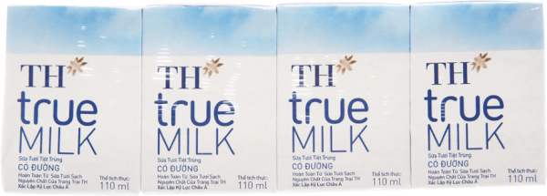 Sữa tươi tiệt trùng TH true Milk có đường 110ml (lốc 4 hộp)