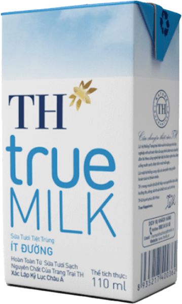 Sữa tươi tiệt trùng TH true Milk ít đường 110ml (lốc 4 hộp)