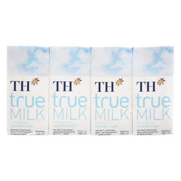 Sữa tươi tiệt trùng nguyên chất TH true Milk 180ml (lốc 4 hộp)