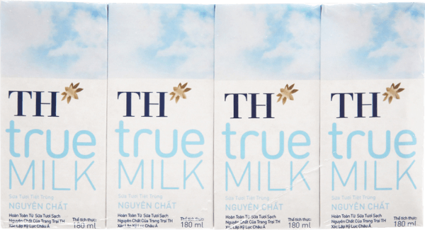 Sữa tươi tiệt trùng nguyên chất TH true Milk 180ml (lốc 4 hộp)