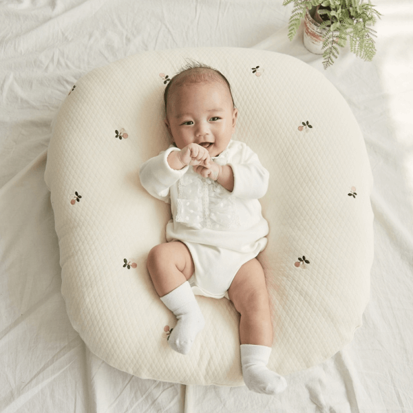 Gối chống trào ngược Cotton lụa cao cấp ROTOTO BEBE kiểu chữ C (Kem)