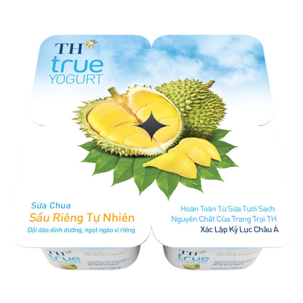 Sữa chua sầu riêng TH true Yogurt 100g (vỉ 4 hộp)