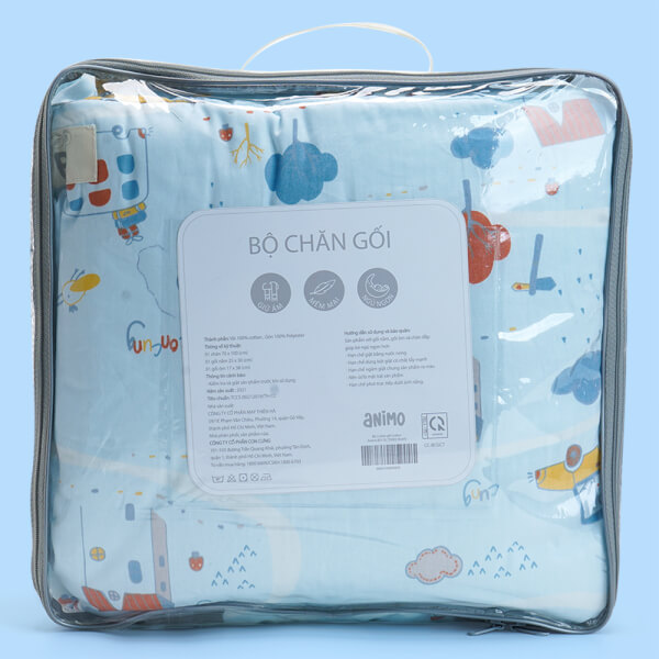 Bộ 3 chăn gối Cotton Animo B2110_TH002 (Xanh)