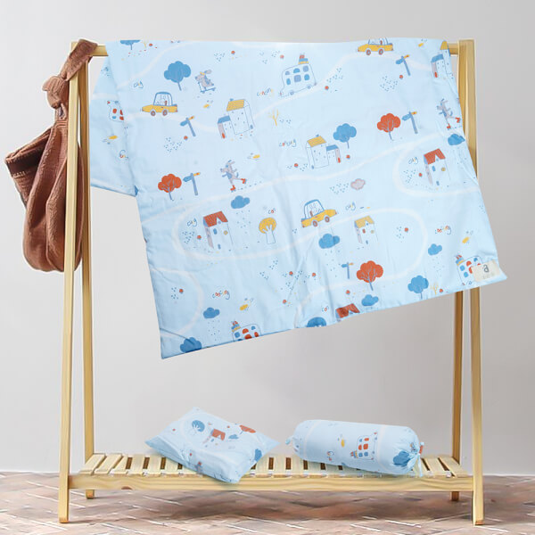 Bộ 3 chăn gối Cotton Animo B2110_TH002 (Xanh)