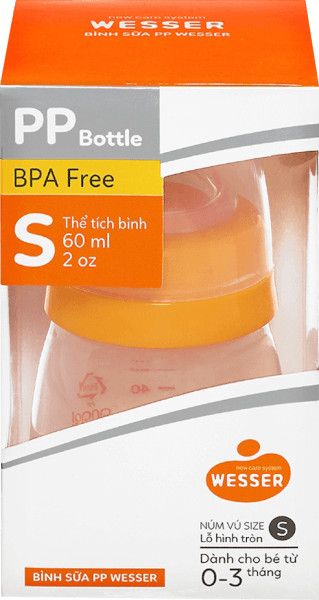 Bình sữa Wesser nhựa PP BPA Free cổ hẹp 60ml