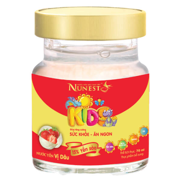 Nước yến sào cao cấp Nunest Kids vị dâu 70ml (Lốc 3+1)