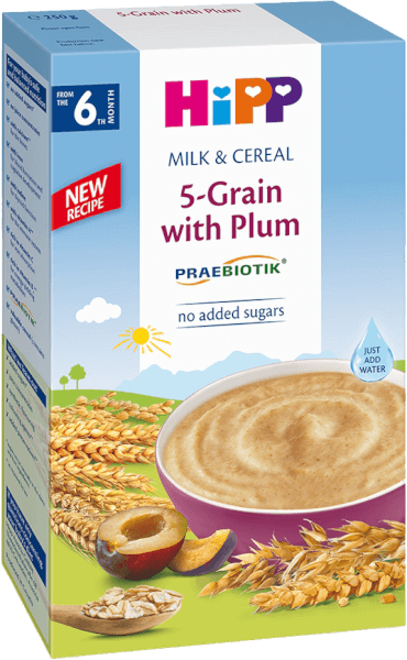 Sản phẩm dinh dưỡng Hipp (Bột sữa ngũ cốc dinh dưỡng tổng hợp, mận tây) dành cho trẻ từ 6 tháng tuổi