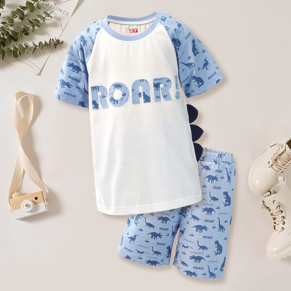 Bộ thun mặc nhà bé trai ngắn CF B1120005 (1-6Y,Trắng)