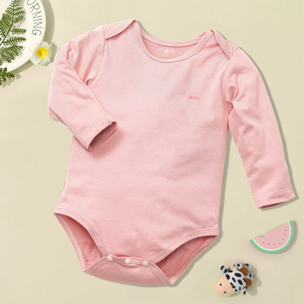 Bodysuit tam giác dệt jacquard Animo I1121050 (0-12M,Hồng)