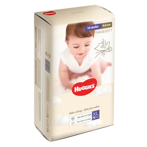Combo 2 Tã quần Huggies Thin & Soft  (XL, 12-17kg, 62 miếng)