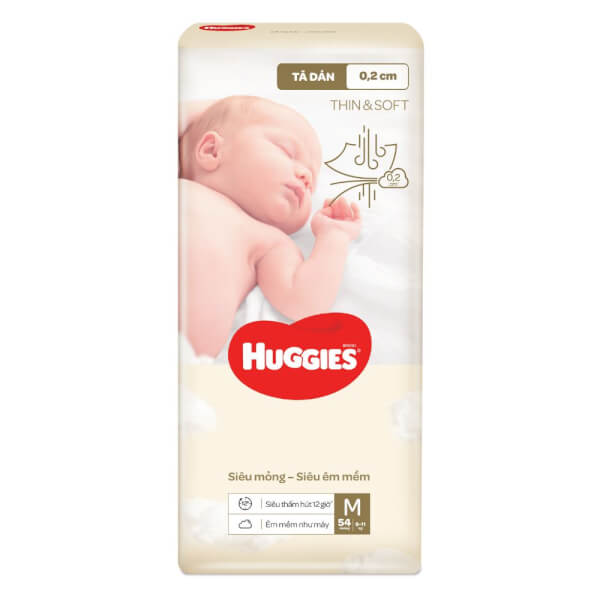 Tã dán Huggies Thin & Soft  (M, 6-11kg, 54 miếng)