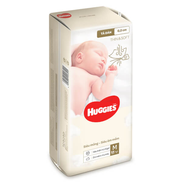 Tã dán Huggies Thin & Soft  (M, 6-11kg, 54 miếng)