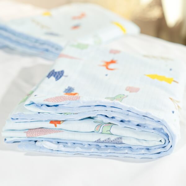 Chăn xô 2 lớp cho bé Animo B2204_MN004 (110*150cm, Xanh)