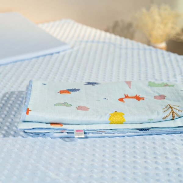 Chăn xô 2 lớp cho bé Animo B2204_MN003 (75*100cm, Xanh)