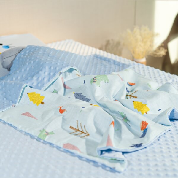 Chăn xô 2 lớp cho bé Animo B2204_MN003 (75*100cm, Xanh)