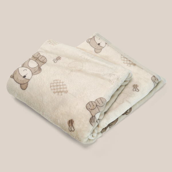 Chăn bông 2 lớp cho bé hình gấu Animo B2203_NK018 (75x100cm,Kem)