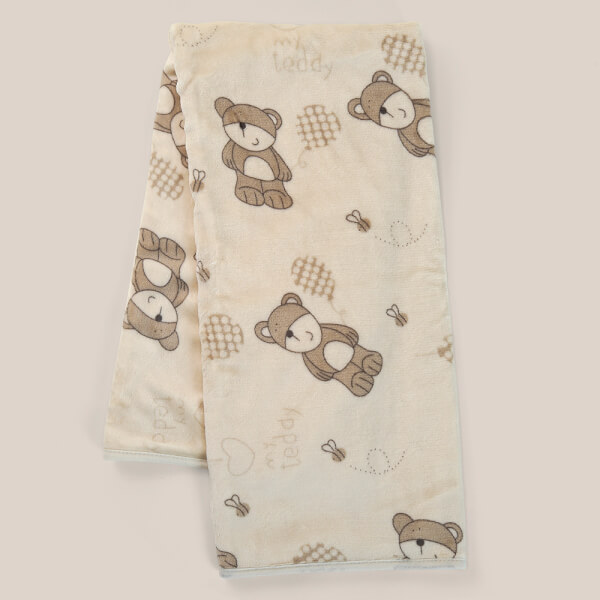 Chăn bông 2 lớp cho bé hình gấu Animo B2203_NK018 (75x100cm,Kem)