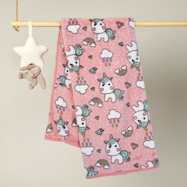 Chăn bông 2 lớp cho bé kì lân Animo B2203_NK017 (75x100cm,Hồng)