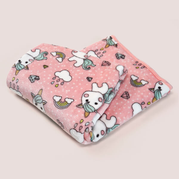 Chăn bông 2 lớp cho bé kì lân Animo B2203_NK017 (75x100cm,Hồng)