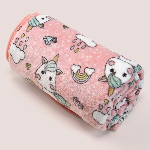 Chăn bông 2 lớp cho bé kì lân Animo B2203_NK017 (75x100cm,Hồng)