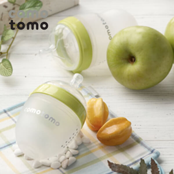 Bộ hai bình sữa silicone Comotomo 150ml - Xanh
