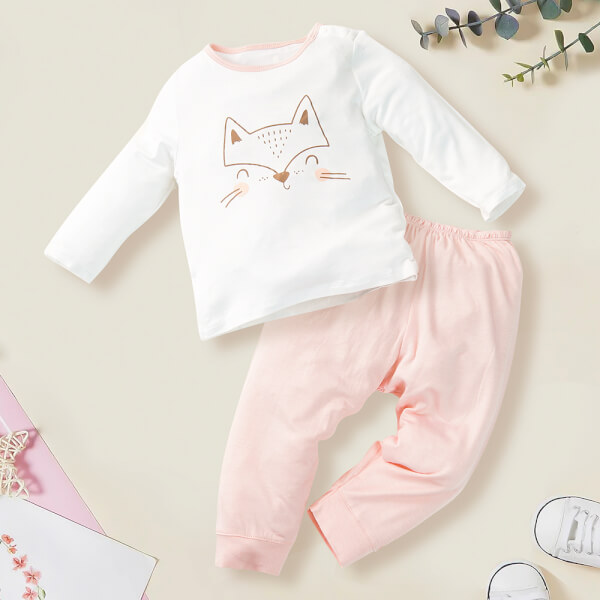 Bộ sơ sinh dài vải modal Animo I0122036 (0-24M,Trắng)