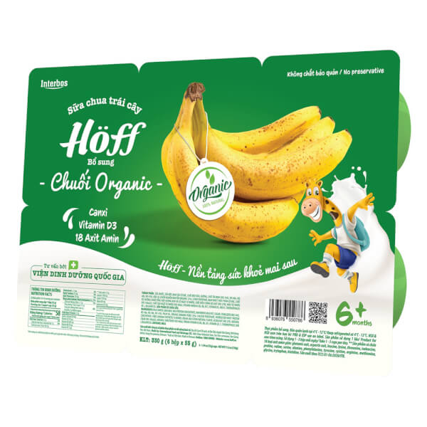 Combo 2 Sữa chua trái cây Hoff Organic Vị Chuối 6x55g