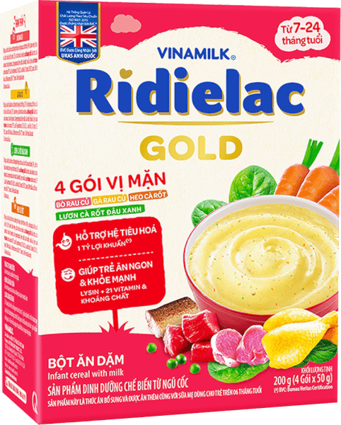 Bột ăn dặm Ridielac Gold 4 Vị Mặn HG 200g