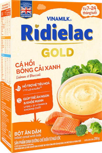 Bột ăn dặm Ridielac Gold Cá hồi bông cải xanh HG 200g