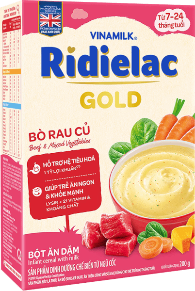 Bột ăm dặm Ridielac Gold bò rau củ HG 200g