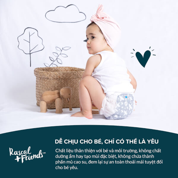 Tã quần Rascal + Friends (L, 10-15kg, 52 miếng)