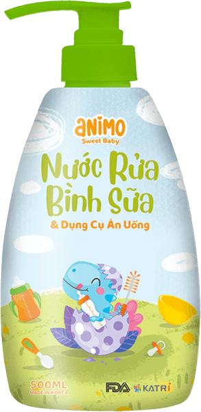 Nước rửa bình sữa Animo chai 500ml (Xanh da trời)