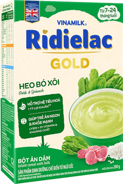  Bột ăn dặm Ridielac Gold heo bó xôi HG 200g