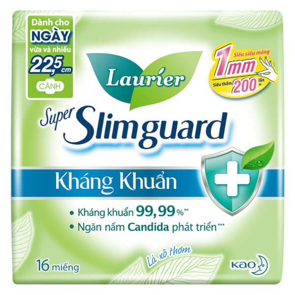 Băng vệ sinh Laurier Super SlimGuard kháng khuẩn 22,5cm 16 miếng