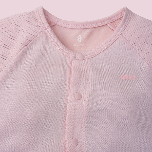 Bodysuit tính năng đùi, vải lưới Animo I0322030 (0-12M ,Hồng)