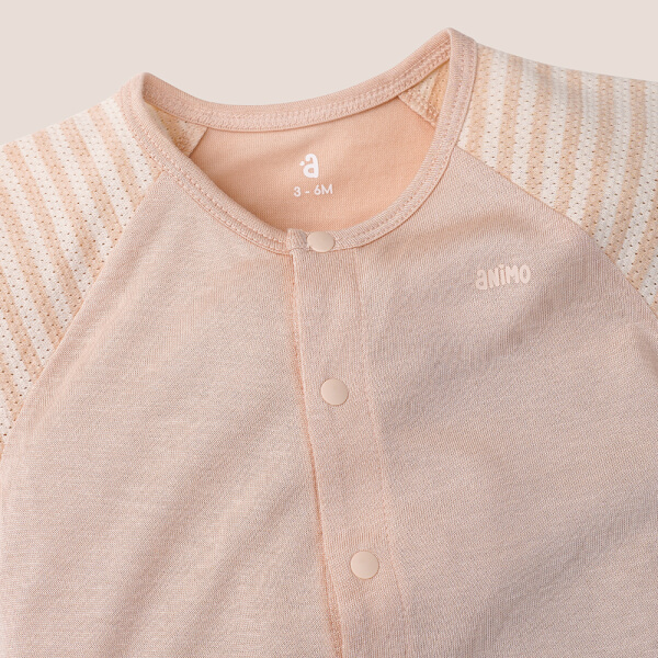 Bodysuit tính năng đùi, vải lưới Animo I0322032 (0-12M,Beige)