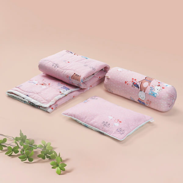 Bộ 3 món chăn, gối nằm, gối ôm cao cấp Animo B2203_HV006 (Hồng)